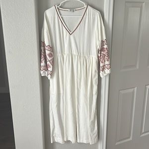 Madewell Linencloth Embroidered Dress